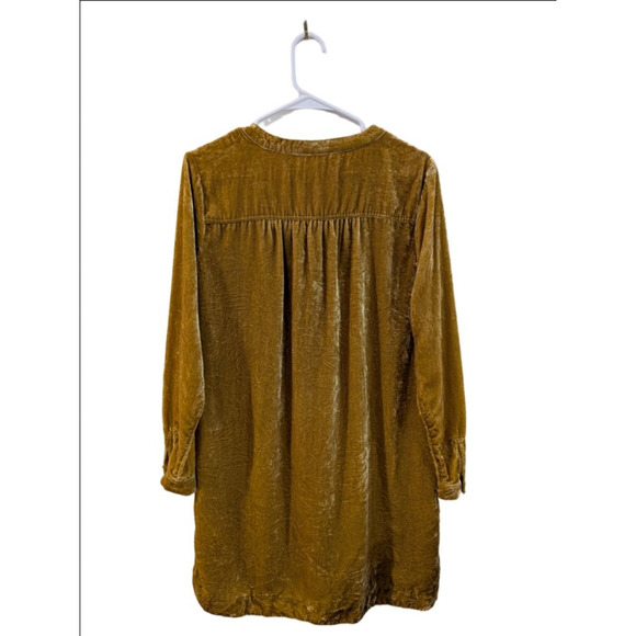 Women's Anthropologie Mustard Velvet Long Sleeve Dress XS (Oversized) - Picture 7 of 11